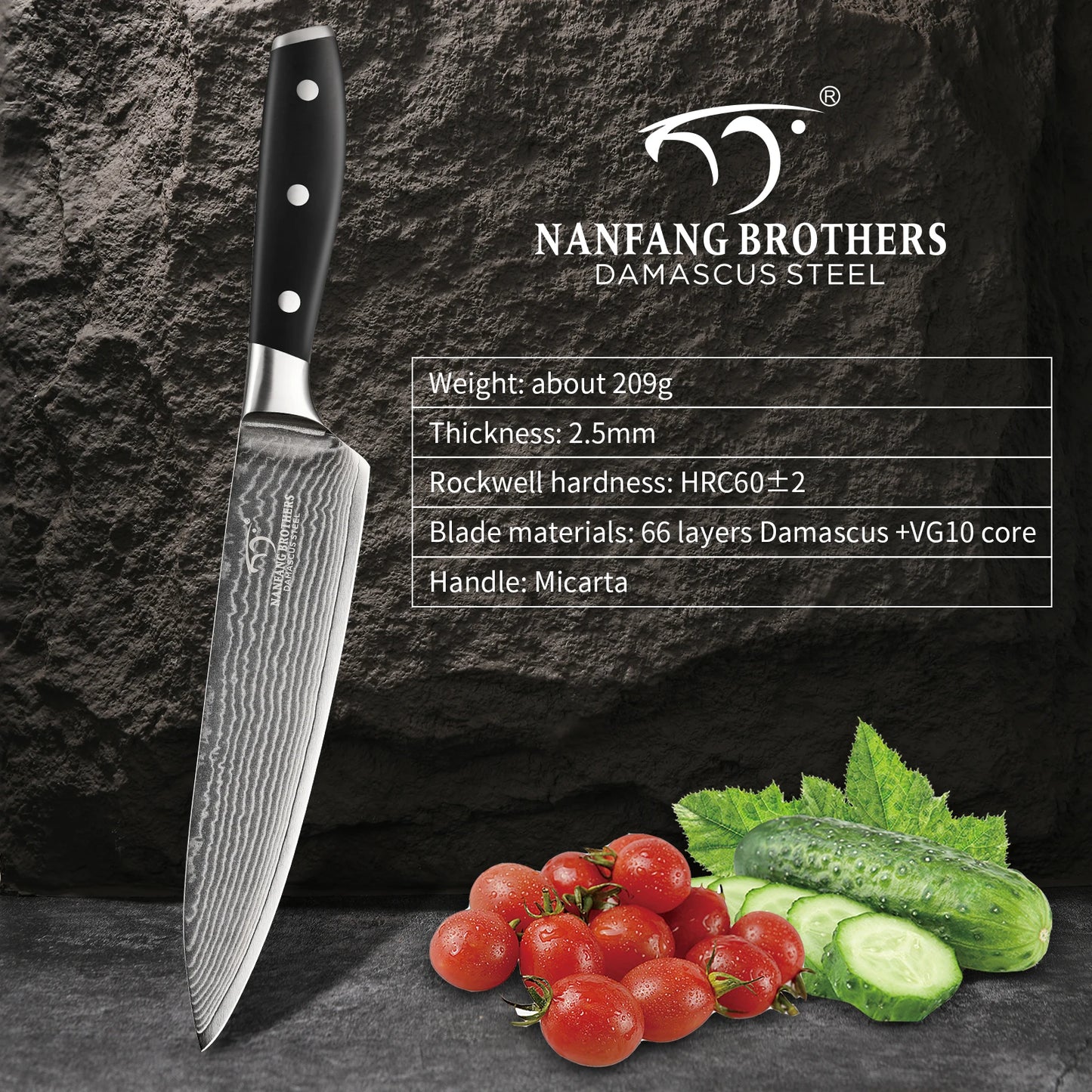 Satori Sushi Knife Damascus Steel Blade